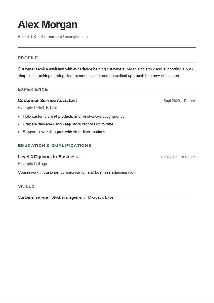 Fictional CV for Alex Morgan